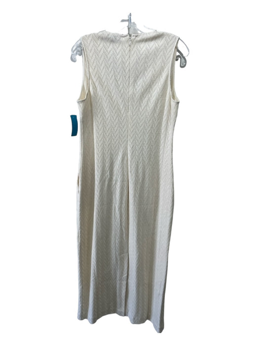 Pearl by Lela Rose Size Medium Cream Cotton Sleeveless Chevron Maxi Dress Cream / Medium