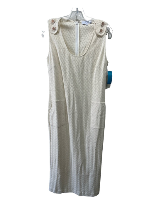 Pearl by Lela Rose Size Medium Cream Cotton Sleeveless Chevron Maxi Dress Cream / Medium