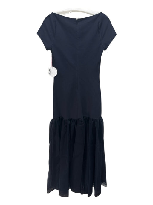 Staud Size M Navy Polyester Blend Short Sleeve Fabric Block Back Zip Maxi Dress Navy / M