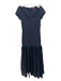 Staud Size M Navy Polyester Blend Short Sleeve Fabric Block Back Zip Maxi Dress Navy / M