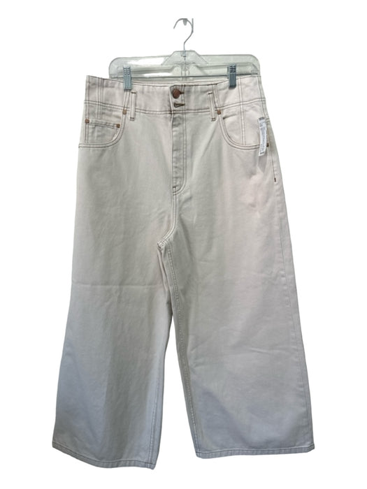Ulla Johnson Size 31 Cream & Brown Cotton High Rise Contrast Stiching Jeans Cream & Brown / 31