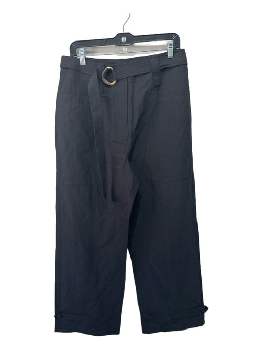 Ulla Johnson Size 10 Black Cotton & Silk High Rise Belted Cargo Pants Black / 10