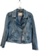 Rebecca Taylor Size Est S Blue 100% Cotton Washed Denim Raw Edge Moto Jacket Blue / Est S