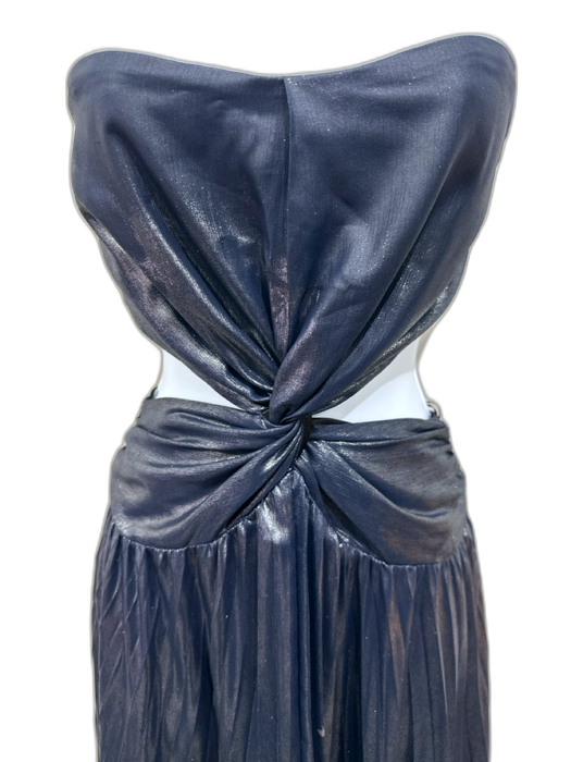 Ramy Brook Size 0 Gunmetal Gray Polyester Cut Out Sheen One Shoulder Gown Gunmetal Gray / 0