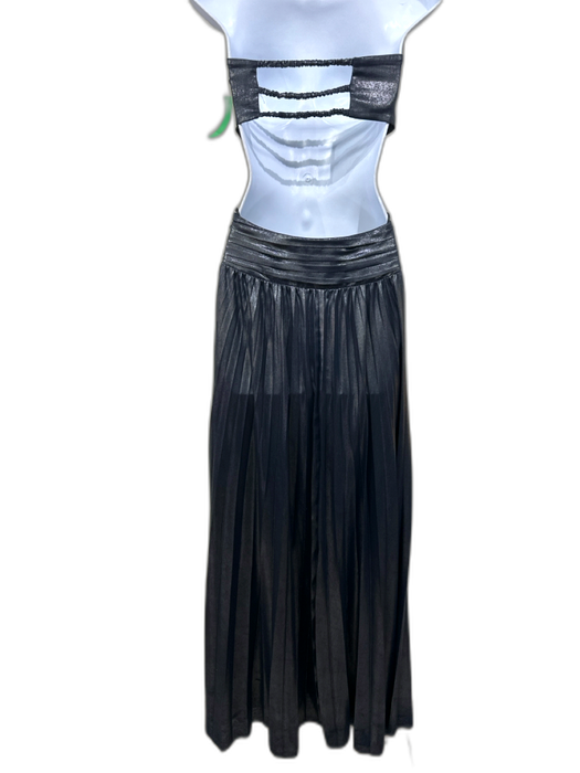 Ramy Brook Size 0 Gunmetal Gray Polyester Cut Out Sheen One Shoulder Gown Gunmetal Gray / 0