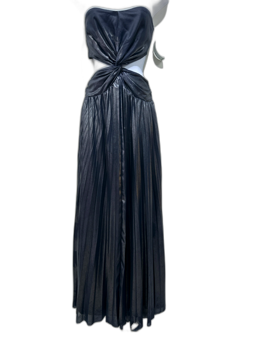 Ramy Brook Size 0 Gunmetal Gray Polyester Cut Out Sheen One Shoulder Gown Gunmetal Gray / 0