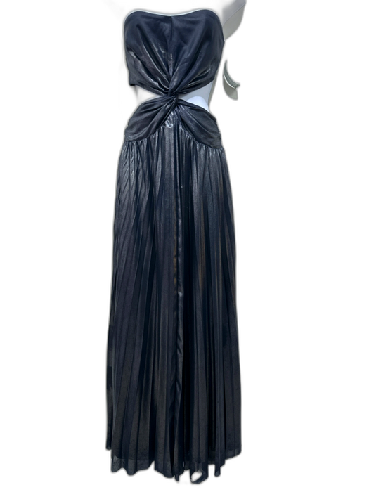 Ramy Brook Size 0 Gunmetal Gray Polyester Cut Out Sheen One Shoulder Gown Gunmetal Gray / 0