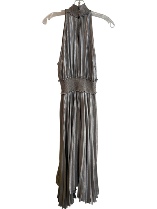 A.L.C. Size 2 Gold Lame Pleated high neck Midi Dress Gold / 2