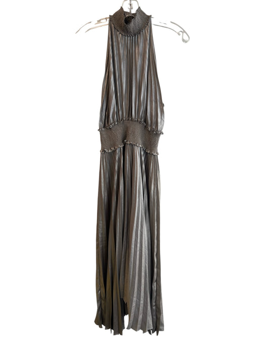 A.L.C. Size 2 Gold Lame Pleated high neck Midi Dress Gold / 2