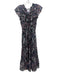 Misa Size M Black, Purple & Multi Viscose floral print Tie Front Maxi Dress Black, Purple & Multi / M