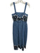 The Great Size 0 Blue Cotton Floral Embroidered Adjustable Strap Midi Dress Blue / 0