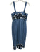 The Great Size 0 Blue Cotton Floral Embroidered Adjustable Strap Midi Dress Blue / 0