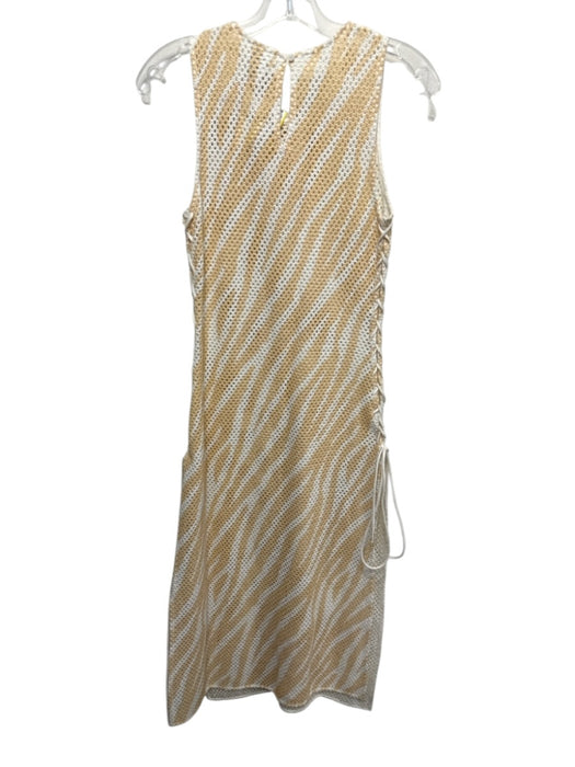 By Anthropologie Size XS/S Tan & White Cotton Knit Keyhole Back Sleeveless Dress Tan & White / XS/S