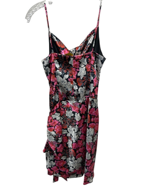 Cinq a Sept Size 4 Black, Pink & White Polyester floral print Square Neck Dress Black, Pink & White / 4