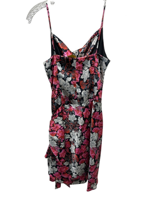Cinq a Sept Size 4 Black, Pink & White Polyester floral print Square Neck Dress Black, Pink & White / 4