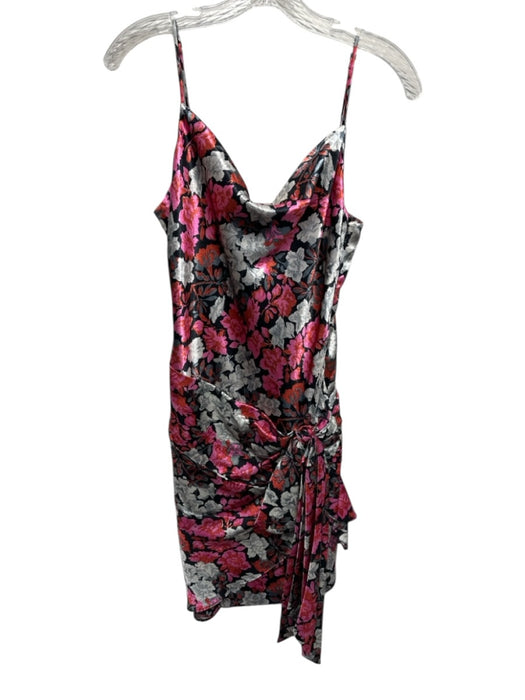 Cinq a Sept Size 4 Black, Pink & White Polyester floral print Square Neck Dress Black, Pink & White / 4