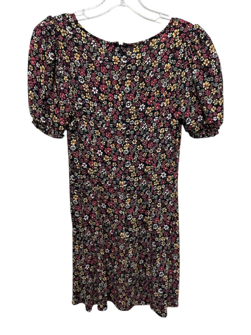 Reformation Size 4 Black & Multi Viscose Blend floral print Mini Dress Black & Multi / 4