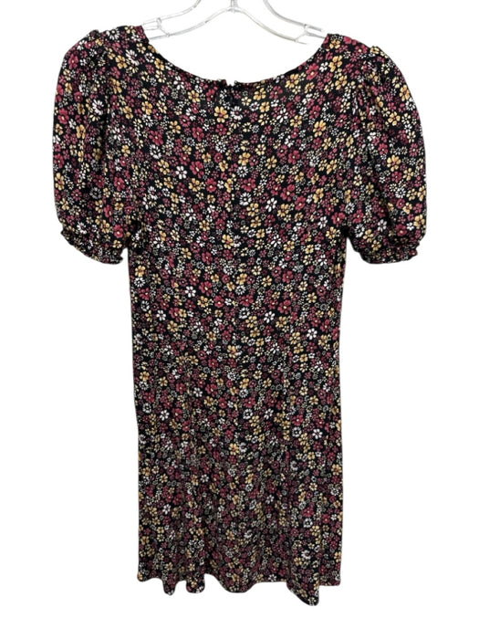 Reformation Size 4 Black & Multi Viscose Blend floral print Mini Dress Black & Multi / 4