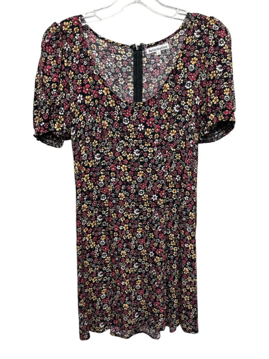 Reformation Size 4 Black & Multi Viscose Blend floral print Mini Dress Black & Multi / 4