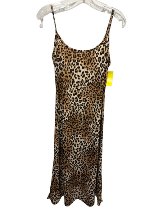 Lisa Says Gah Size S Tan & black Poly Blend Leopard Print Spaghetti Strap Dress Tan & black / S
