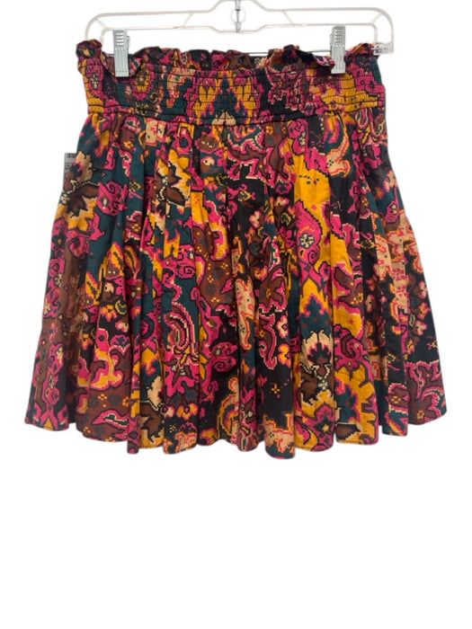 Love The Label Size Small Orange, Pink, Brown Cotton Elastic Waist Floral Skirt Orange, Pink, Brown / Small