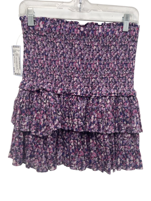 Isabel Marant Etoile Size 38 Purple, Pink, White Cotton Shirred Tiered Skirt Purple, Pink, White / 38