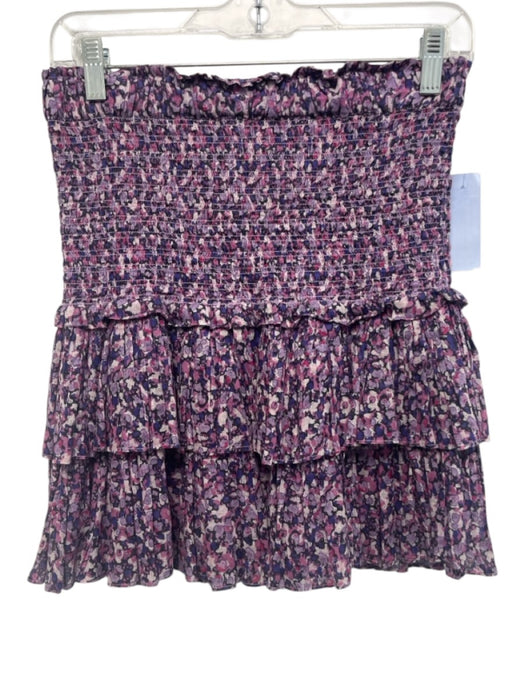 Isabel Marant Etoile Size 38 Purple, Pink, White Cotton Shirred Tiered Skirt Purple, Pink, White / 38