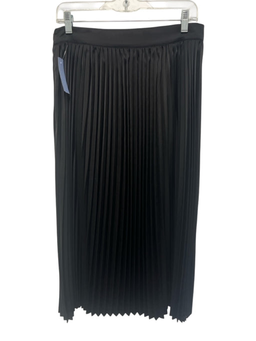 Burgess Size Medium Black Satin Pleated Midi Side Zip Skirt Black / Medium