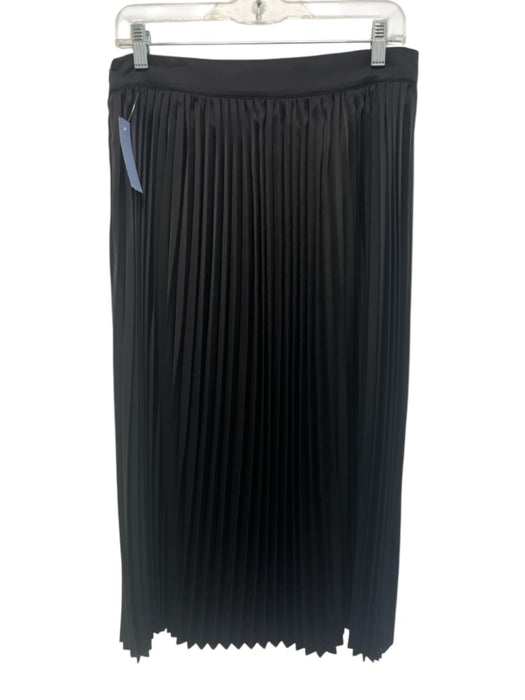 Burgess Size Medium Black Satin Pleated Midi Side Zip Skirt Black / Medium
