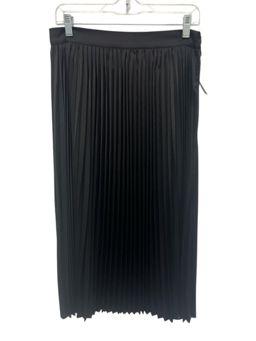 Burgess Size Medium Black Satin Pleated Midi Side Zip Skirt Black / Medium