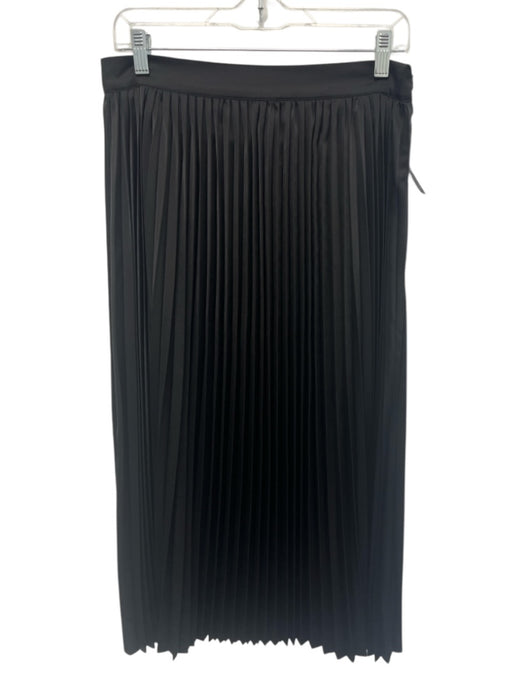 Burgess Size Medium Black Satin Pleated Midi Side Zip Skirt Black / Medium