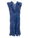 Bindu Size Medium Blue & Purple Cotton Ruffle Cap Sleeve Abstract Floral Dress Blue & Purple / Medium