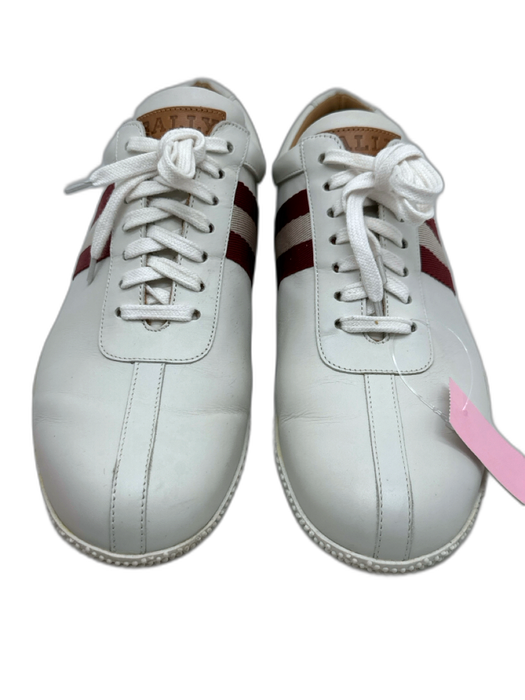 Bally Shoe Size 9 White & Red Leather Low Top Men's Shoes White & Red / 9