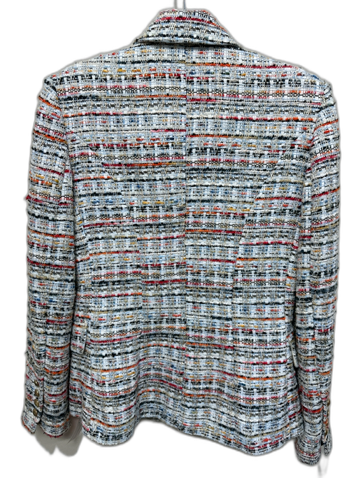 L'agence Size 4 White, Blue & Orange Polyester Tweed Metallic Thread Jacket White, Blue & Orange / 4