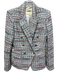 L'agence Size 4 White, Blue & Orange Polyester Tweed Metallic Thread Jacket White, Blue & Orange / 4