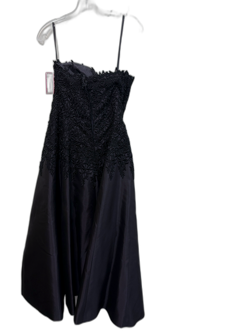 Helen Morley Size Est S Black Acetate & Silk Sleeveless Floral Embroidery Gown Black / Est S