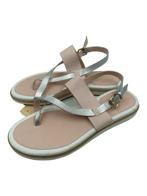 Cole Haan Shoe Size 8 Pink, White, Silver Grained Leather Criss Cross Sandals Pink, White, Silver / 8