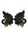 Gucci Blue, Green & Red Pearl Embroidered Peacock Sequined Rhinestone Earrings Blue, Green & Red