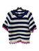 Kate Spade Size Medium Navy, White & Pink Cotton & Polimide Short Sleeve Sweater Navy, White & Pink / Medium