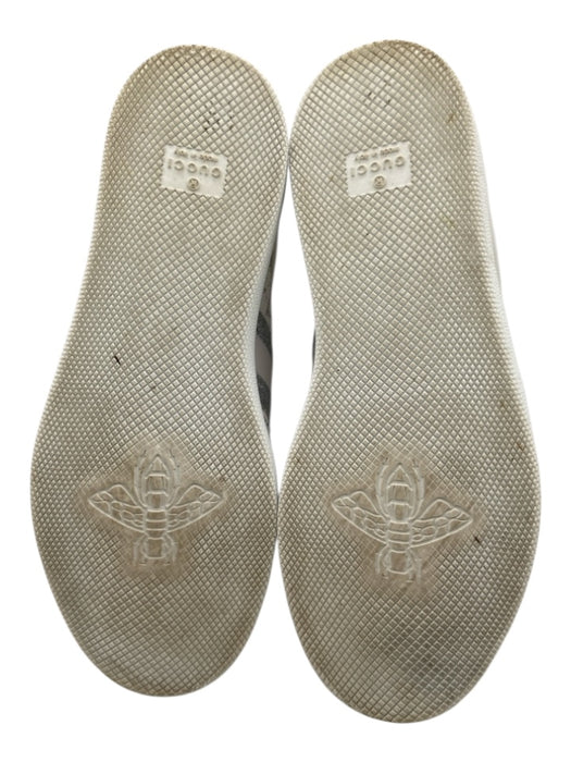 Gucci Shoe Size 37.5 White & Silver Leather Upper GG Lace Up Low Top Sneakers White & Silver / 37.5