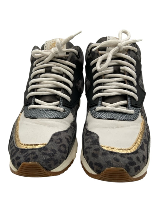 Esseutesse Shoe Size 39 Gray, White, Black & Gold Leather Round Toe Sneakers Gray, White, Black & Gold / 39