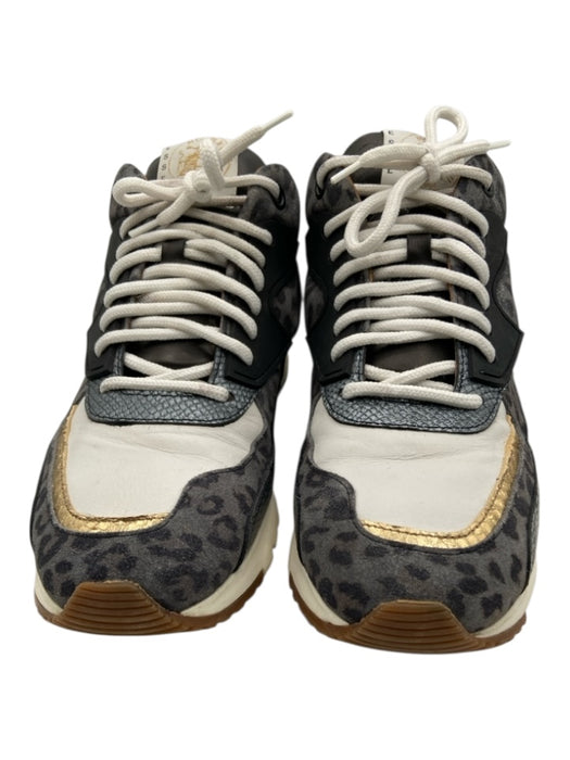 Esseutesse Shoe Size 39 Gray, White, Black & Gold Leather Round Toe Sneakers Gray, White, Black & Gold / 39