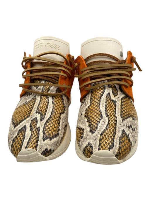 Esseutesse Shoe Size 39 Orange, Yellow & White Leather & Suede Lace Up Sneakers Orange, Yellow & White / 39