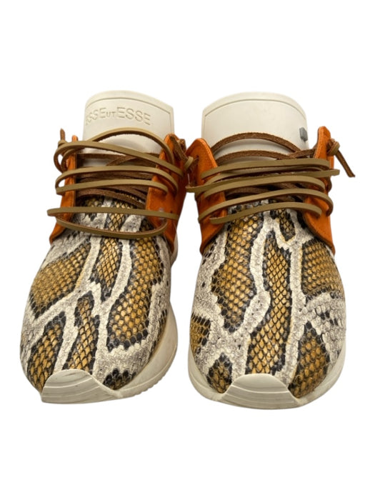 Esseutesse Shoe Size 39 Orange, Yellow & White Leather & Suede Lace Up Sneakers Orange, Yellow & White / 39