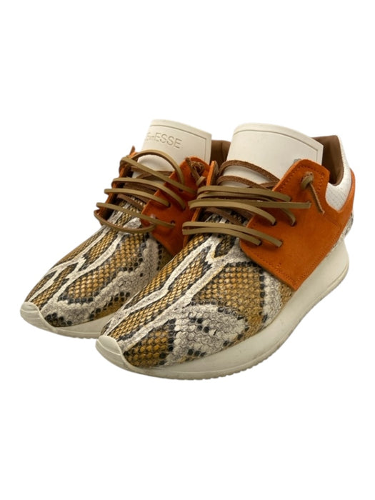 Esseutesse Shoe Size 39 Orange, Yellow & White Leather & Suede Lace Up Sneakers Orange, Yellow & White / 39