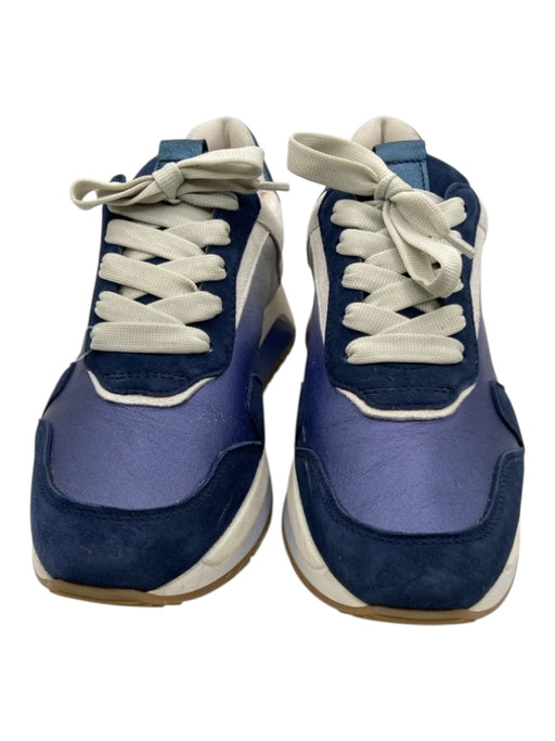 Soft Waves Shoe Size 38 Blue & White Leather & Suede Round Toe Ombre Sneakers Blue & White / 38