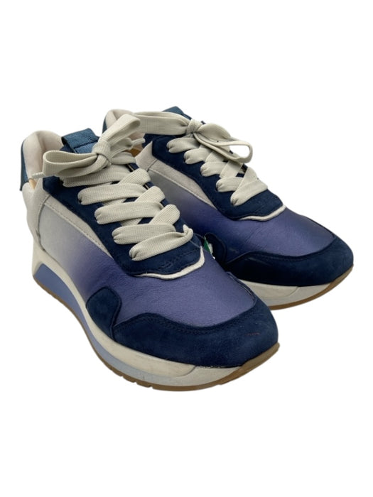 Soft Waves Shoe Size 38 Blue & White Leather & Suede Round Toe Ombre Sneakers Blue & White / 38