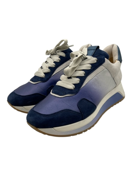 Soft Waves Shoe Size 38 Blue & White Leather & Suede Round Toe Ombre Sneakers Blue & White / 38