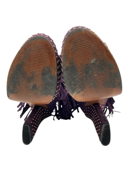 Enzo Angiolini Shoe Size 8 Purple & Gold Suede open toe Fringe Booties Purple & Gold / 8