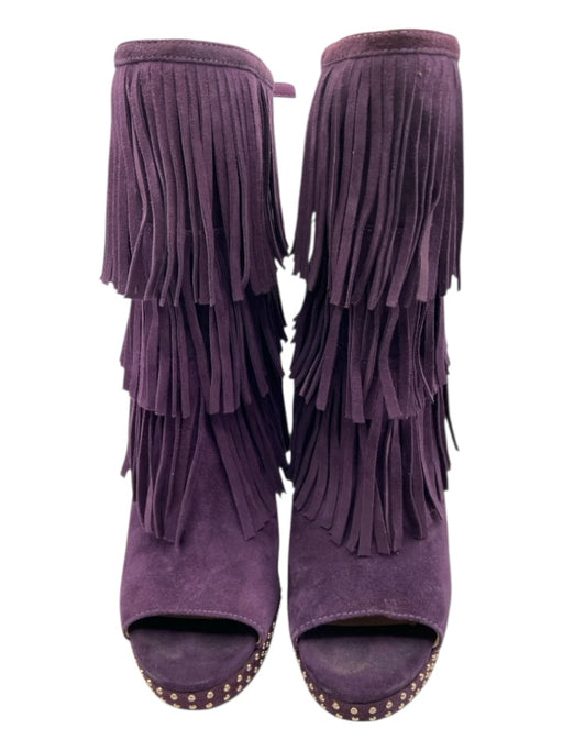 Enzo Angiolini Shoe Size 8 Purple & Gold Suede open toe Fringe Booties Purple & Gold / 8